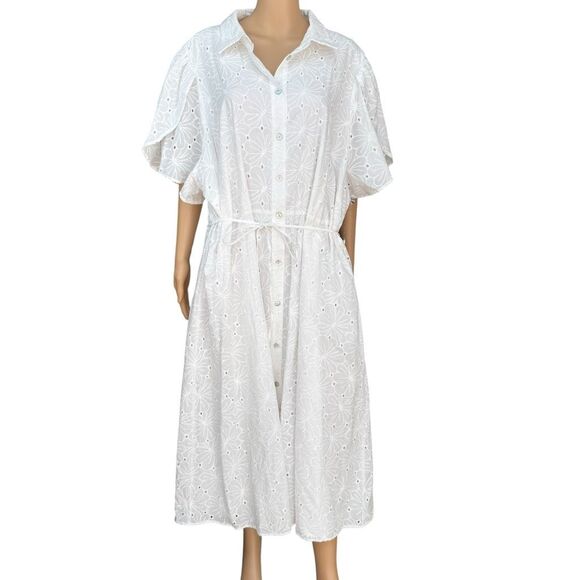 DRAPER JAMES RSVP Midi Shirt Dress floral eyelet size 3X NWT - Picture 4 of 11